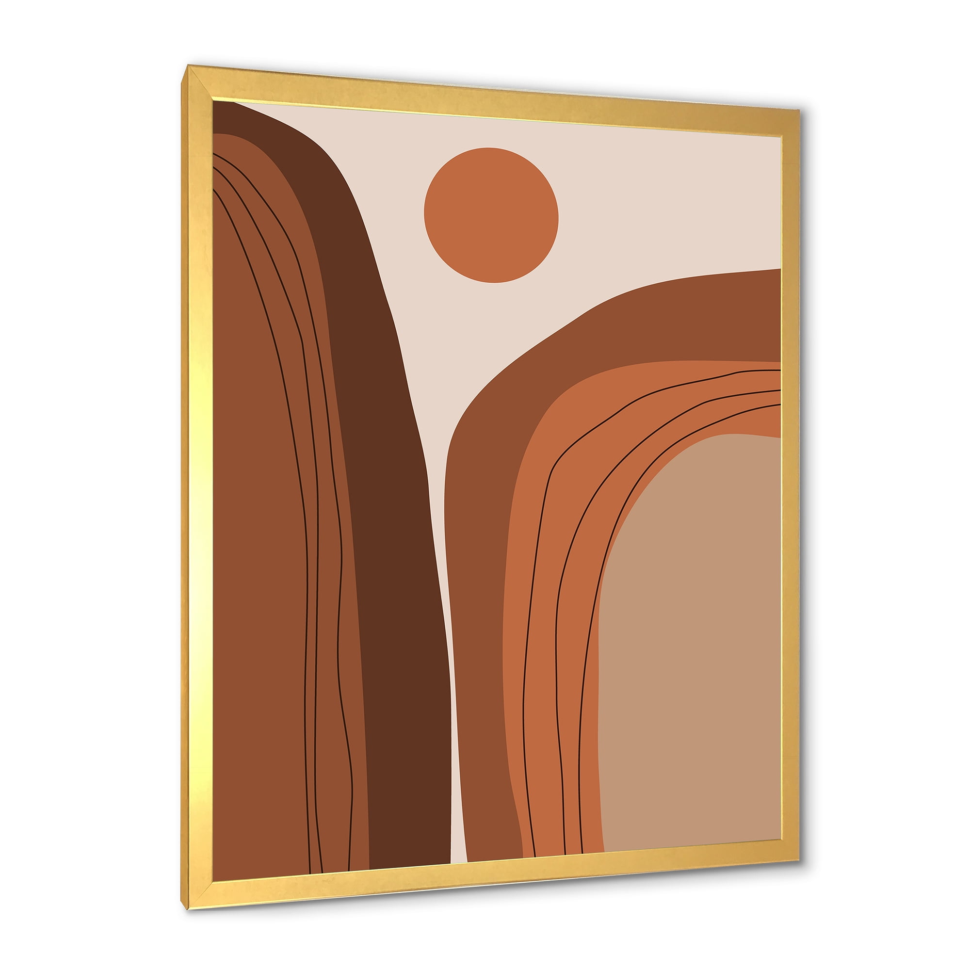 Designart 'Abstract Terracotta Mountain Landscape Sunset ' Modern Framed Art Print