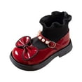 thumbnail image 2 of LYHao Girls' Bow Pearl Short Boots For Kids Cozy Lined Ballet Style Slip On Winter Footwear For Girls ,Girls Boots Sizes 8.5 Red(2-2.5 Years), 2 of 6