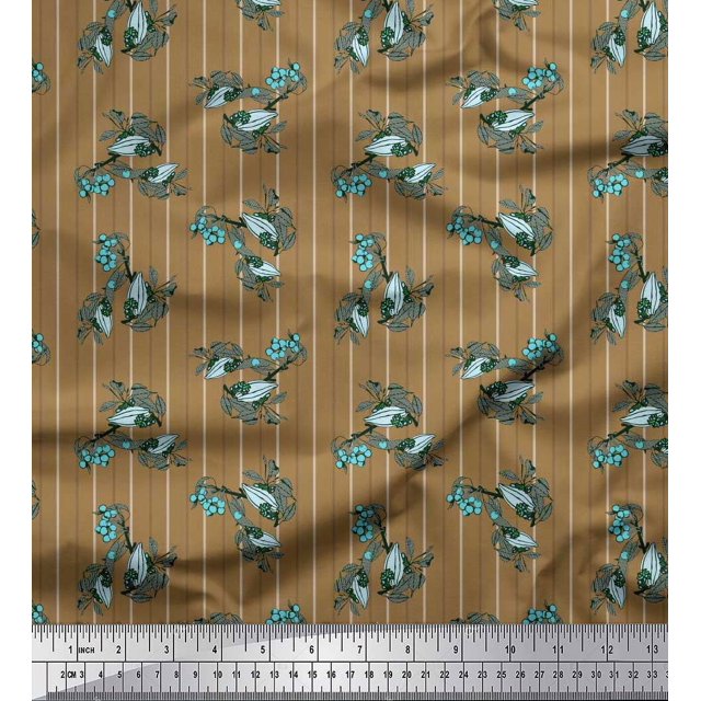 Soimoi Velvet Fabric Star & Owl Bird Print Fabric by Yard 58 Inch Wide
