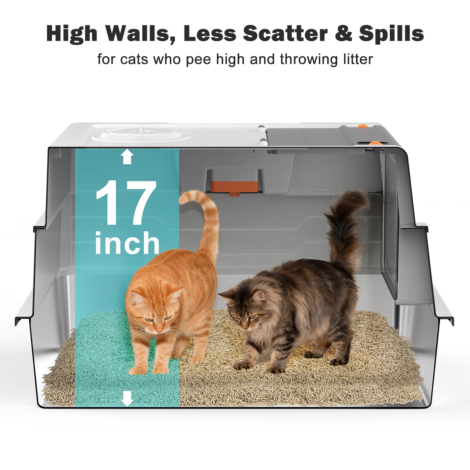 XXXL Cat Litter Box, Giant Enclosed Cat Litter Boxes for Big Cats, Extra Large Litter Box for Multiple Cats, Metal Cat Litter Box with Scoop, Silver Gary