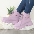 thumbnail image 4 of B91xZ Bottes de Mode Automne 2023 pour Femmes Fermeture Éclair Extérieure Bottines Plates, Violet 8.5, 4 of 5