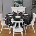 thumbnail image 2 of Black White Butterfly Star Pattern Round Tablecloth 60"x60",Wrinkle Wipeable Table Cloth for Kitchen Dining Room Picnic Patio Party, 2 of 6