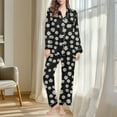 thumbnail image 4 of qelini Womens Pajama Set 2 Piece Printed Lapel Long Sleeve Shirt and Pant with Pocket Loungewear Soft Fancy Sleepwear, 4 of 7