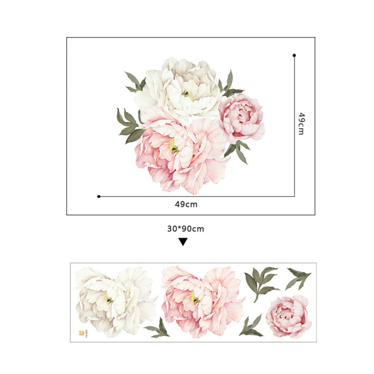 Peony Floral Decals Vintage Pink Peony Watercolor Art Girl Nursery Peony  Flower New Trendy Stickers Removable Wall Decals SE282