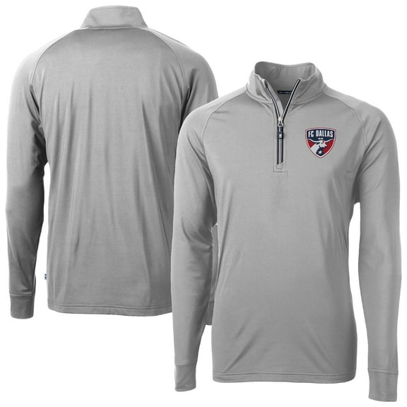 Men's-Cutter & Buck  Gray FC Dallas Big & Tall Adapt Eco Knit Stretch Recycled Quarter-Zip Pullover