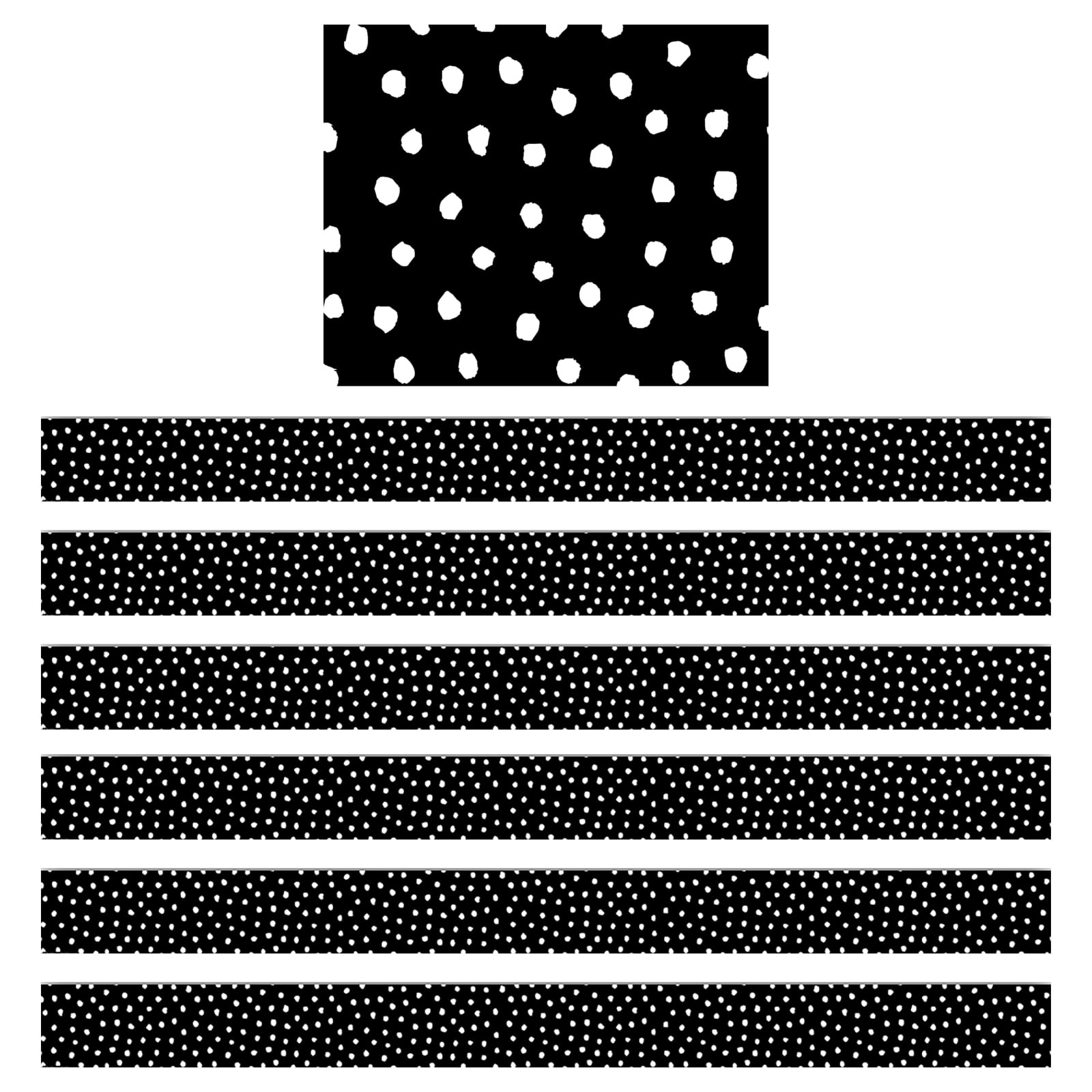 Teacher Created Resources Paper White Painted Dots on Black Straight Classroom Border 72 Pieces
