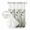 thumbnail image 2 of Dark Green Grass No Hook Shower Curtain Waterproof,Bathroom Curtains with Snap in Liners and See Through Top Window,Flower Dragonfly Retro Pastoral Rustic Hotel Bathtub Curtains Shower 72"Wx96"L, 2 of 8