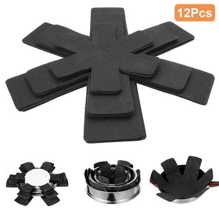 EEEkit Pot Pan Protectors, 12pcs Cookware Separator Pads, 3 Sizes Pan Protectors for Stacking and Scratch Protection, Black
