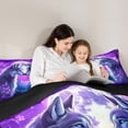 thumbnail image 4 of Homewish Romantic Couple Wolf Twin Bedding Sets 7-Piece for Teen, Mystic Purple Galaxy Moon Bedding Comforter Set, Cartoon Animal Reversible Sheet Sets, Ultra Soft Bedroom Decor, 4 of 7
