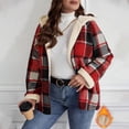 thumbnail image 2 of Zip Up Hoodies Fleece Plaid Jackets Womens Fall Winter Sherpa Lined Thermal Coat Plus Size Checked Warm Jackets, 2 of 7