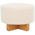 thumbnail image 5 of SAFAVIEH Alistair Modern Faux Shearling Ottoman, Off White/Natural, 5 of 10