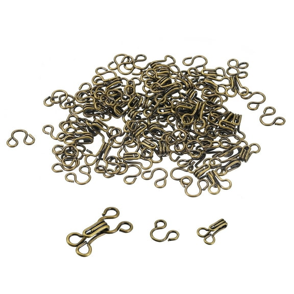 60pcs Sewing Hooks and Eyes Closure, 11.7mm Bra Hooks Clothing Fastener, Bra Sew Closure Replacement, Bronze