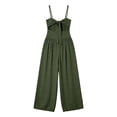 thumbnail image 5 of Jumpsuits for Women Sleeveless Cut-Out Waist U-Neck Spaghetti Strap Backless Tie-Back Ruched High Waist Summer Romper 2XL, 5 of 6