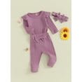 thumbnail image 3 of Bagilaanoe 3pcs Newborn Baby Girl Pants Set Long Sleeve Romper Tops + Leggings + Headband 3M 6M 9M 12M 18M Infant Casual Clothes, 3 of 8
