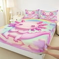 thumbnail image 3 of Feelyou Funny Pink Axolotl Queen Sheet Sets for Kids, Dreamy Stars Rainbow Galaxy Flat Sheet, Cute Animal Queen Fitted Sheet, Luxury Bedroom Decor, 4pcs, 3 of 7