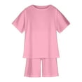 thumbnail image 2 of piuwrlz Shirt and Short Pants Set Baby Boys Girls Solid Color Cotton Summer Children's Set Pink Size 5-6 Years, 2 of 9