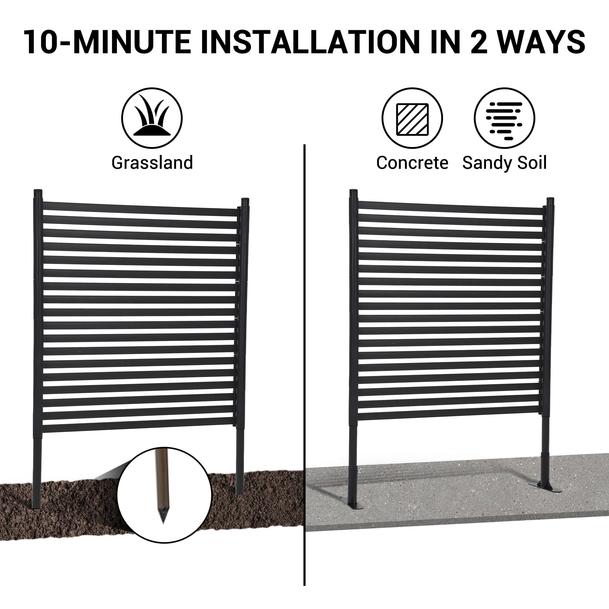 Kicctian Galvanized Steel & PE Outdoor Privacy Fence Panel – Decorative Garden Screen, Easy Assembly – Ideal for Patio, Backyard, Balcony – Size: 36×71”