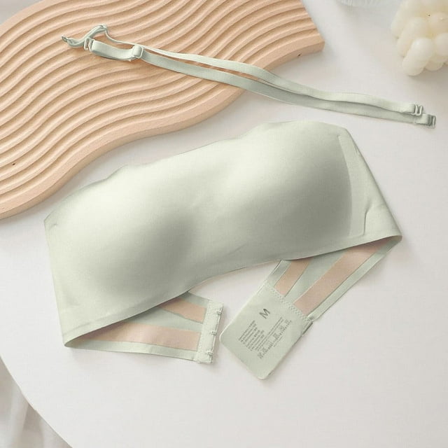 Sujetador invisible sin tirantes, ropa interior para mujer, sujetador fijo de una pieza con almohadilla para el pecho, sin aro de acero, sujetador de tirantes para niñas, sujetador fino