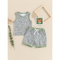 thumbnail image 3 of Suealasg 2Pcs Toddler Baby Boy Summer Outfits Sleeveless Dinosaur Print Tank Tops + Elastic Waist Shorts Set 0-3 Years Kids Boys Beach Vacation Clothes, 3 of 8