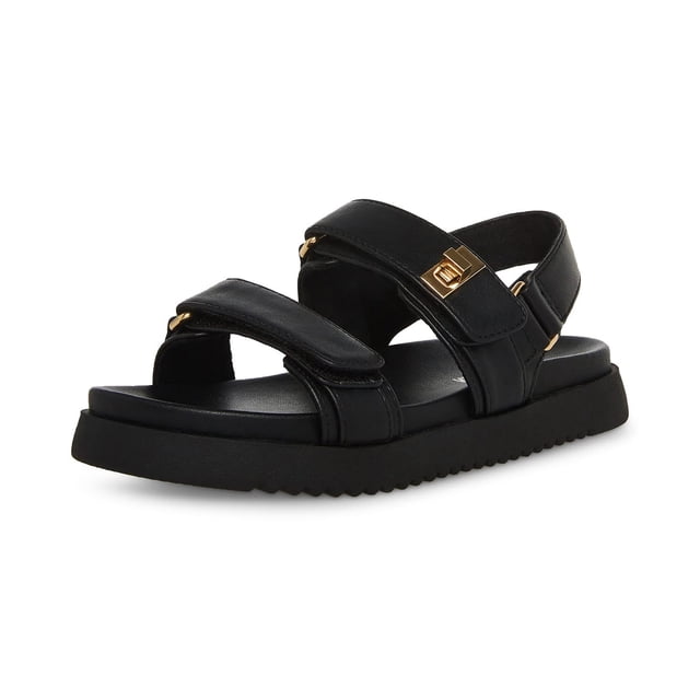 Sandalias planas Steve Madden Mona para niña, negras, talla 2