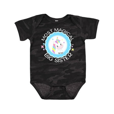 

Inktastic Most Magical Big Sister- cute unicorn badge Gift Baby Girl Bodysuit
