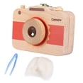 thumbnail image 1 of Caja de madera con diseño de cámara para guardar dientes de leche y cabello de bebé (roja), 1 of 11