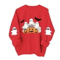 thumbnail image 4 of Jsaierl Halloween Sweatshirts for Women Cute Ghost Graphic Pullovers Fall Classic Round Neck Long Sleeve Sweater Tops Halloween Clothes, Sizes S-2XL, 4 of 5