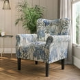 thumbnail image 2 of BELLEZE Modern Accent Chair for Living Room, High Back Linen Armchair with Wooden Legs, Upholstered Wingback Side Chair Padded Armrest Single Sofa for Living Room, Bedroom - Allston (Blue Coral), 2 of 7