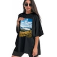 thumbnail image 3 of Plus Size Shirt for Women Black Tops for Women Oversized Short Sleeves Shirt for Women Mountain Landscape1 T Shirt Crewneck Shirt for Women 3XL, 3 of 5