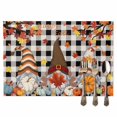 thumbnail image 2 of Thanksgiving Gnome Placemats Set of 8 Dwarf Fall Maple Leaves Pumpkin Black Plaid Heat Insulated Linen Place Mats, Washable Stain-Proof Table Mats for Dining Tables Holiday Decor 13x19inch, 2 of 9