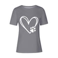 thumbnail image 4 of Lilgiuy National Pet Day Paw Print Shirts for Women Summer Solid Color Dog Mom Love Heart Graphic Tee Casual Crewneck Short Sleeve Pullover T-Shirt for Mothers'Day(Gray,M), 4 of 4