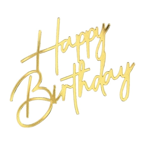 Happy Birthday Cake Topper with Acrylic Design, Party Decoration for Celebration Events