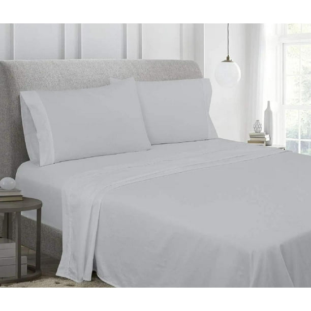 Mainstays 300TC Cotton Rich Percale Easy Care Bed Sheet,Arctic White Twin/ Twin XL Flat Sheet 