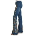 thumbnail image 5 of qolati Women's Flare Bell Bottom Jeans Imitation Denim Floral Embroidery High Waisted Wide Leg Bootcut Jeans Stretchy Denim Pants, 5 of 8