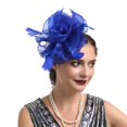 thumbnail image 2 of Faux Plume Mini Chapeau Fascinator Fil Net Fleur Forme Solide Couleur Cocktail Coiffure Accessoires de Cheveux, 2 of 8