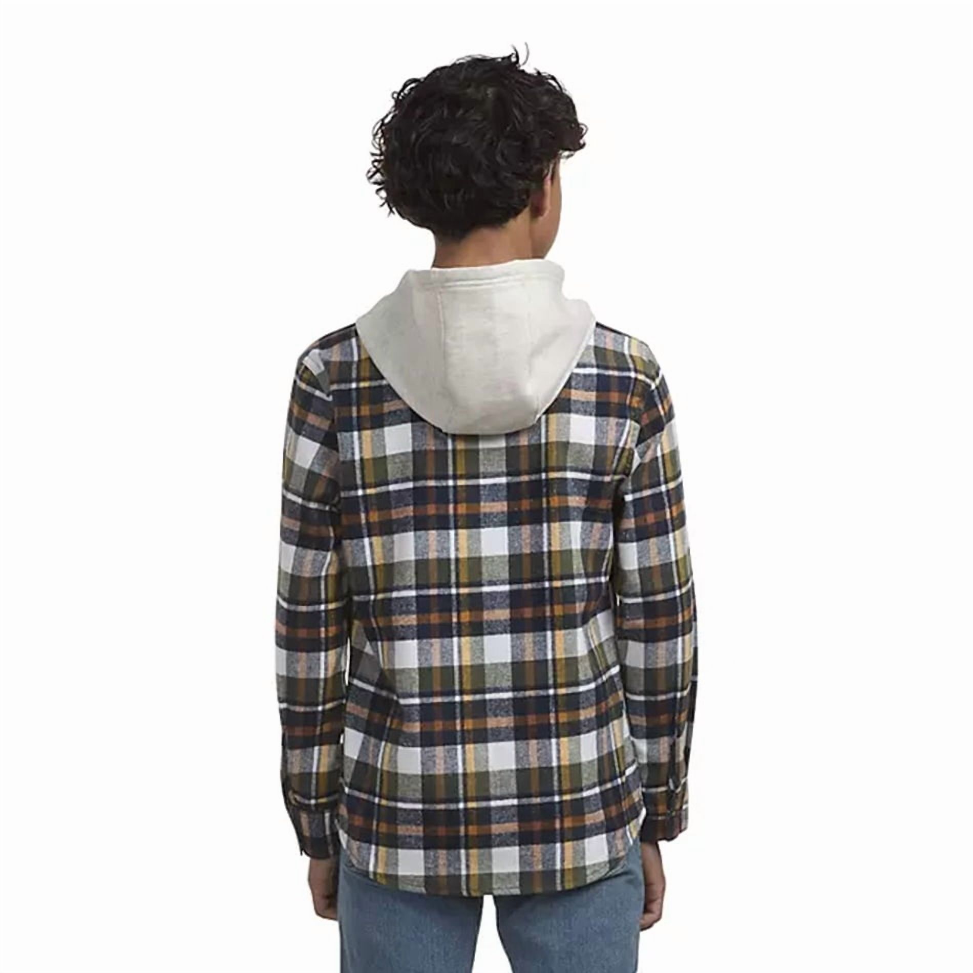 Levis Boys Hooded Flannel Shirt in Oatmeal Heather Size Small (6/7)