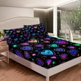 thumbnail image 3 of Erosebridal Neon Hearts Full Fitted Sheet Rainbow Love Heart Sheets , Psychedelic Galaxy Bed Sheets Gradient Glowing Stars Bed Cover, Black Girly Bed Set Lightweight (Deep Pocket), 3 of 5