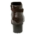 thumbnail image 2 of KAREN SCOTT Womens Brown Crocodile Embossed Crisscross Straps Goring Buckle Accent Cushioned Francess Round Toe Block Heel Zip-Up Booties 9.5 M, 2 of 4