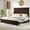 Espresso, variant on VanAcc Full Size Wood Platform Bed, Rustic Bed Frame with 51.2" Tall Slatted Headboard, Wooden Slats & Metal Support, Noise Free, Dark Brown