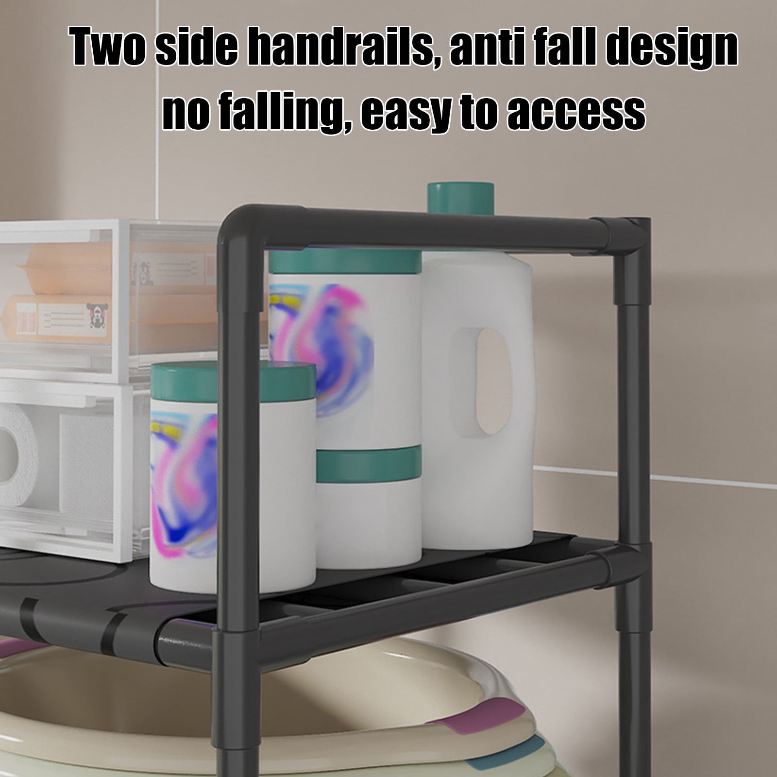 Wzzjkit 3 Tiers Laundry Hamper with Wheels, Tall Laundry Basket Sorter, Ladder Shelves with Clothes Organizer for Bathroom Bedroom