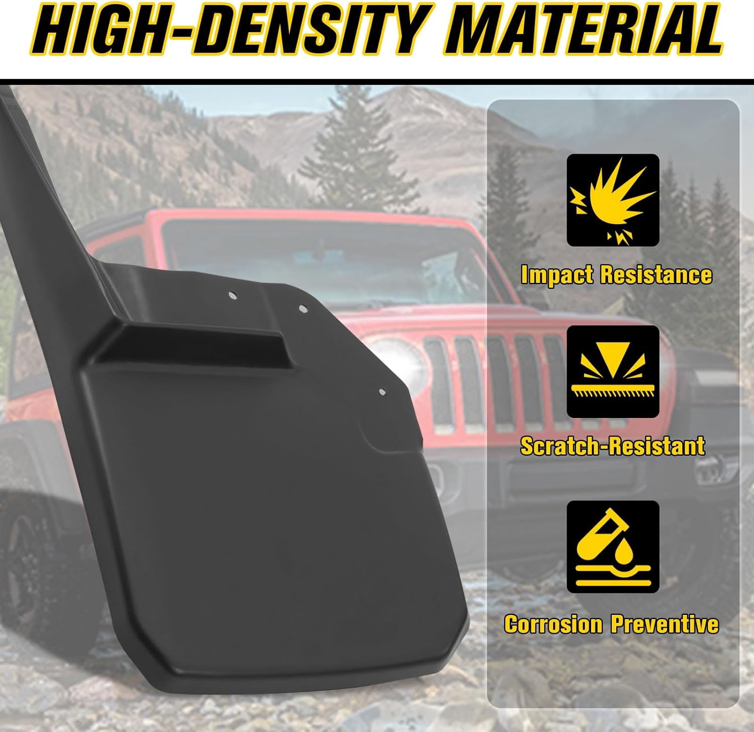 Heavy Duty Mud Flaps for  Wrangler JK 2007-2018 - Black Splash Guards Set with Hardware