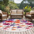 thumbnail image 4 of Round Rugs 5Ft, Spring Flowers Round Area Rug Washable Indoor Throw Carpet, Modern Watercolor Paining Leaf Floral Soft Non Slip Circle Rug for Cabinet Bathroom Home Decor Aesthetic, 4 of 8