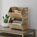 (2 pack) Better Homes & Gardens 2-Piece Set Natural Wood Stacking Open ...