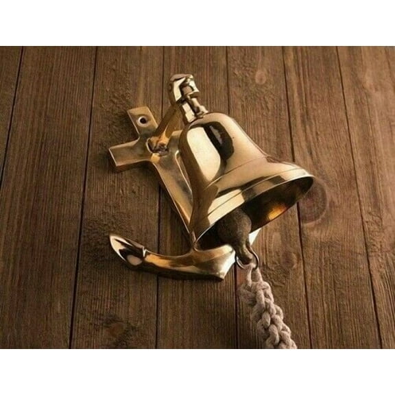 Brass Anchor Ship Bell Rope Nautical Maritime Wall & Door Decor Christmas Bell