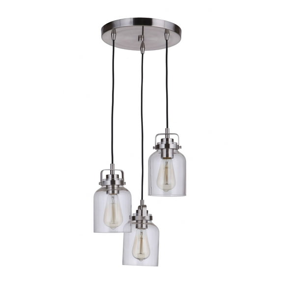 53692-BNK-Craftmade Lighting-Foxwood - Three Light Pendant - 11.88 inches wide by 34 inches high-Brushed Polished Nickel Finish