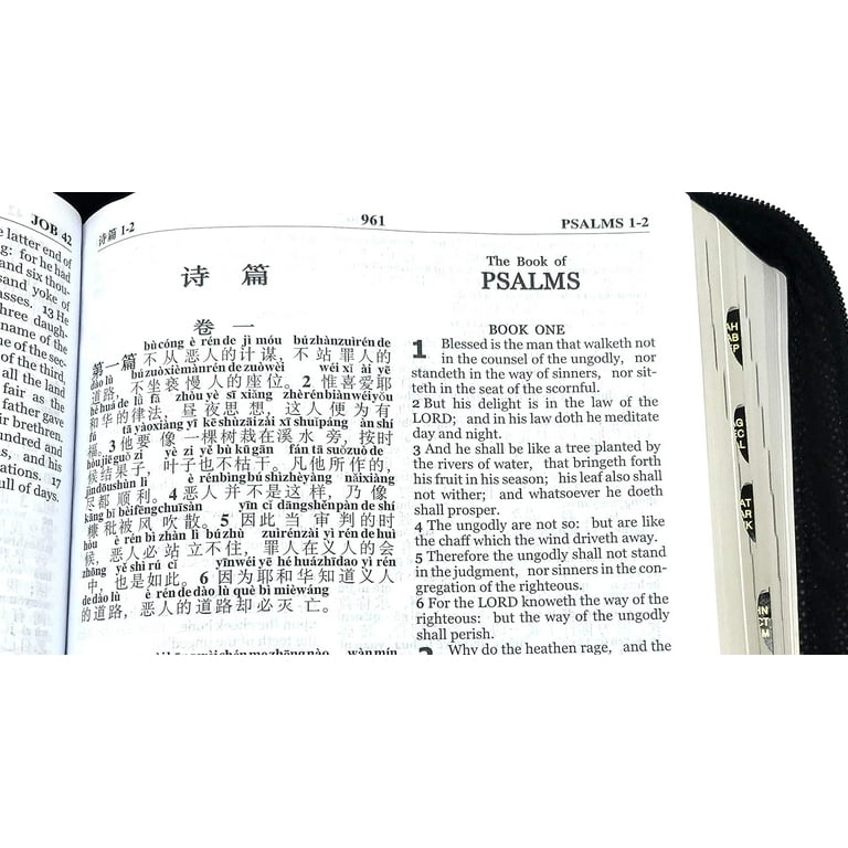 Bilingual Simplified Chinese Pinyin Bible/KJV-Zipper-Thumb