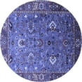 thumbnail image 1 of Ahgly Company Machine Washable Indoor Round Oriental Blue Industrial Area Rugs, 7' Round, 1 of 4