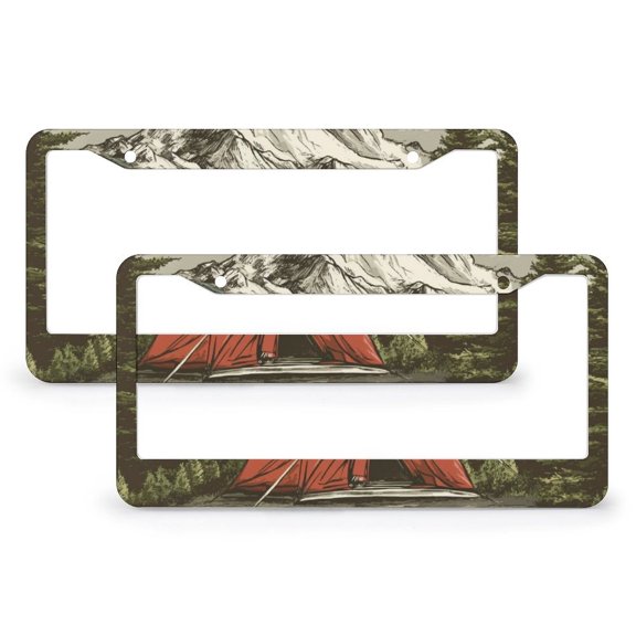 License Plate Frame Making Memories One Campsite at A Time Customized Decor Car Tag 2 PCS Forest Camper Metal License Plate Cover Funny Cute for USA Canada Vehicles 6x12in