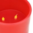 thumbnail image 2 of Northlight 6" Prelit LED Battery Operated Flameless 3-Wick Flickering Pillar Candle - Red, 2 of 3