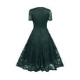 thumbnail image 4 of SELONE Semi Formal Dresses for Women Summer Dresses for Women Short Sleeve V Neck Vintage Lace Party Cocktail Prom Ballgown Fashion Beach Classy Y2K Soft Plus Size Dress Beach Dresses Green L, 4 of 5